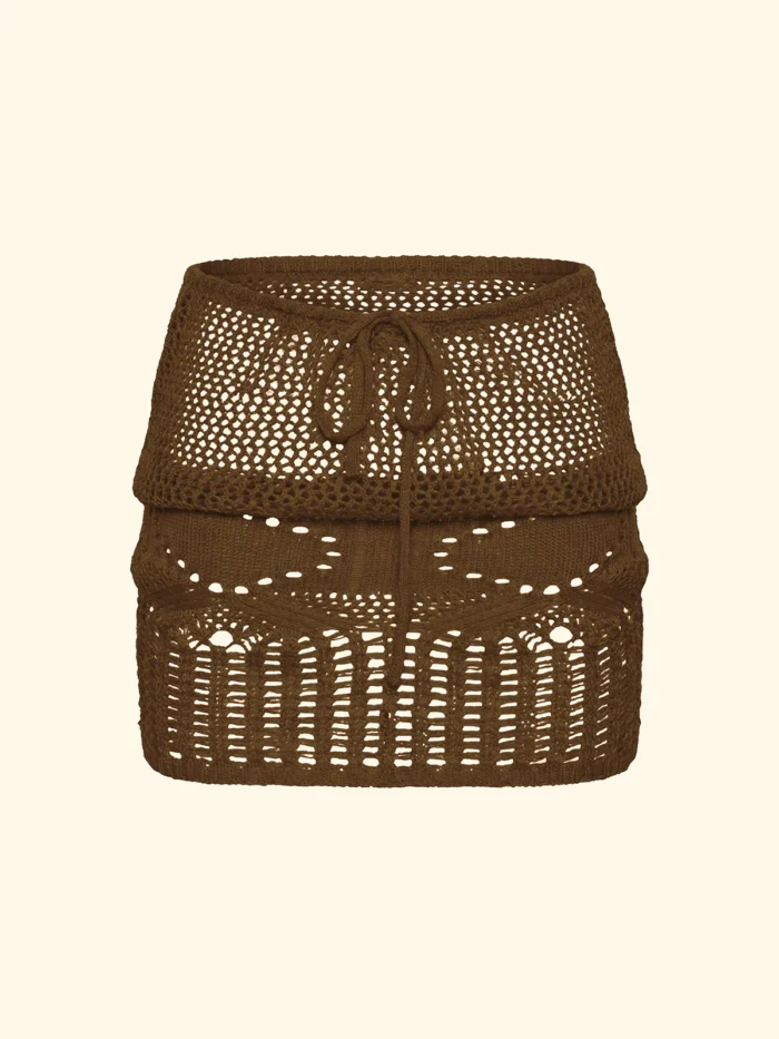 GONNA COPRICOSTUME EFFEK TRAFORATA CON COULISSE MARRONE - immagine 2