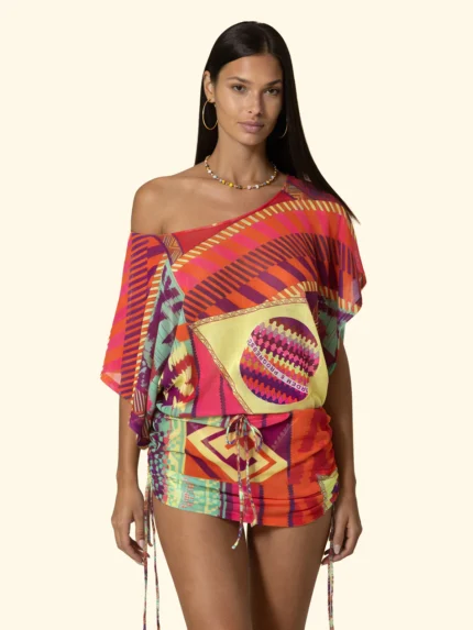 COPRICOSTUME DONNA EFFEK DELLA STAGIONE ESTATE 2026. CON COULISSE IN VITA IN FANTASIA MULTICOLORS