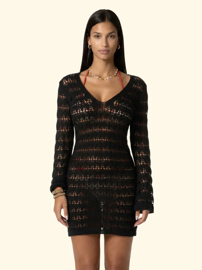 COPRICOSTUME DONNA EFFEK TRAFORATO CON SCOLLO A V NERO