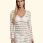 COPRICOSTUME DONNA EFFEK TRAFORATO CON SCOLLO A V BIANCO