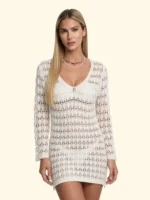 COPRICOSTUME DONNA EFFEK TRAFORATO CON SCOLLO A V BIANCO