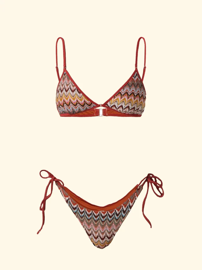 COSTUME DONNA EFFEK TOP-TRIANGOLO TESSUTO TRAFORATO COLOR BRUCIATO - immagine 2