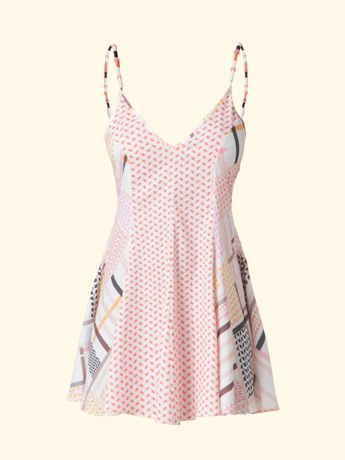 VESTITINO DONNA EFFEK BIANCO CON LEGGERA FANTASIA, BRETELLINA PARTICOLARE - immagine 3