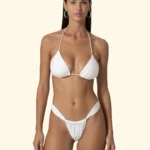 COSTUME DONNA EFFEK A DUE PEZZI DELLA STAGIONE ESTATE 2026 TRIANGOLO E BRASILIANA A TENDINA TESSUTO SANGALLO BIANCO