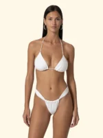 COSTUME DONNA EFFEK A DUE PEZZI DELLA STAGIONE ESTATE 2026 TRIANGOLO E BRASILIANA A TENDINA TESSUTO SANGALLO BIANCO