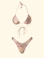 COSTUME DONNA EFFEK TRIANGOLO E BRASILIANA CON FIOCCHETTO BEIGE CHIARO CON FANTASIA MARRONE E ARANCIO - immagine 3