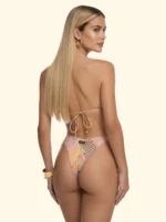 COSTUME DONNA EFFEK TRIANGOLO E BRASILIANA CON FIOCCHETTO BEIGE CHIARO CON FANTASIA MARRONE E ARANCIO - immagine 2