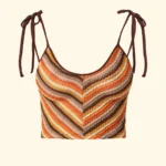 CANOTTA DONNA EFFEK DELLA STAGIONE ESTATE 2026. TESSUTO IN RILIEVO A RIGHE ARANCIO, MARRONE, GIALLO E BEIGE