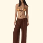 PANTALONE A PALAZZO EFFEK DONNA IN LUREX MARRONE DELLA COLLEZIONE ESTATE 2026