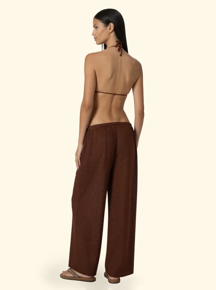 PANTALONE A PALAZZO EFFEK DONNA IN LUREX MARRONE DELLA COLLEZIONE ESTATE 2026