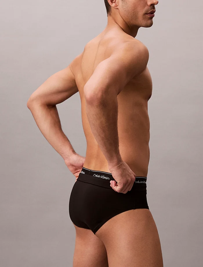 COSTUME UOMO CALVIN KLEIN SLIP NERO CON DOPPIO ELASTICO LOGATO - immagine 3