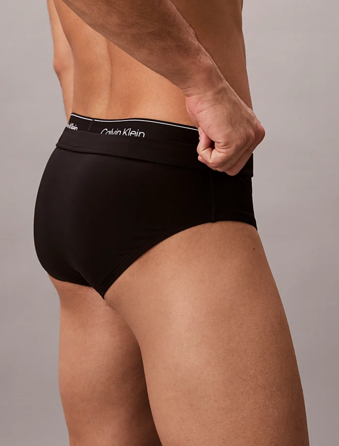 COSTUME UOMO CALVIN KLEIN SLIP NERO CON DOPPIO ELASTICO LOGATO - immagine 4