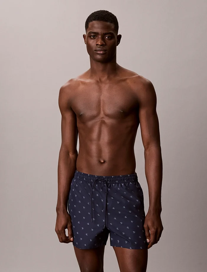 COSTUME UOMO CALVIN KLEIN A PANTALONCINO BLU CON MINI LOGHI CK - immagine 3