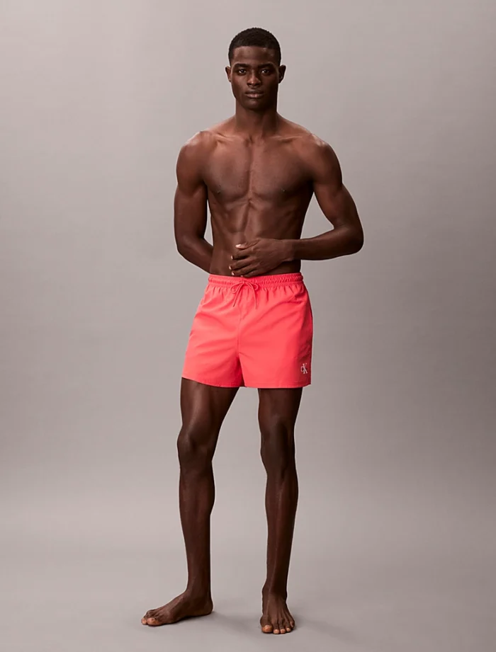 COSTUME UOMO CALVIN KLEIN PANTALONCINO CORTO COLOR ROSSO SALMONE CON LOGHINO - immagine 6