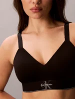 REGGISENO DONNA CALVIN KLEIN COTONE SULLA PELLE E MICROFIBRA FUORI PREFORMATO NERO CON LOGHINO CENTRALE