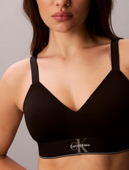 REGGISENO DONNA CALVIN KLEIN COTONE SULLA PELLE E MICROFIBRA FUORI PREFORMATO NERO CON LOGHINO CENTRALE