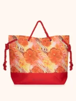 BORSA MARE ME FUI DELLA COLLEZIONE ESTATE 2026. TESSUTO CANVA CON MANICI IN CORDA FANTASIA ARANCIO