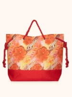 BORSA MARE DONNA ME FUI IN CANVA CON MANICI IN CORDA FANTASIA ARANCIO - immagine 3