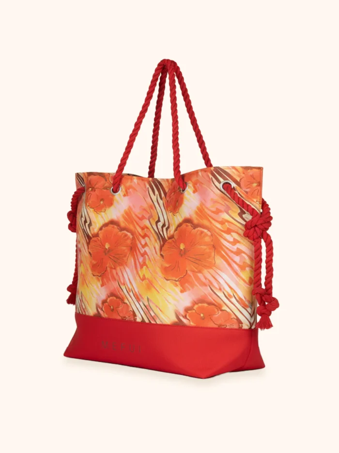 BORSA MARE DONNA ME FUI IN CANVA CON MANICI IN CORDA FANTASIA ARANCIO - immagine 2