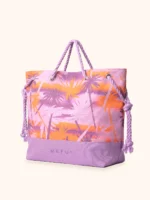 BORSA MARE ME FUI IN CANVA CON MANICI IN CORDA FANTASIA LILLA E ARANCIO - immagine 3