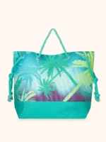 BORSA MARE ME FUI IN CANVA CON MANICI IN CORDA FANTASIA AZZURRA E VERDE - immagine 3