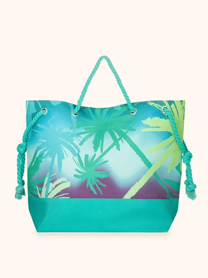 BORSA MARE ME FUI IN CANVA CON MANICI IN CORDA FANTASIA AZZURRA E VERDE - immagine 3