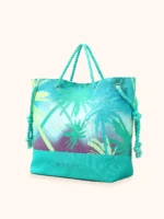 BORSA MARE ME FUI IN CANVA CON MANICI IN CORDA FANTASIA AZZURRA E VERDE - immagine 2