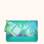 MAXI POCHETTE ME FUI DELLA COLLEZIONE ESTATE 2026. TESSUTO CANVA CON MANICI IN CORDA FANTASIA AZZURRO E VERDE