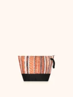 POCHETTE MARE ME FUI IN CANVA FANTASIA TRIBALE NERA, ROSSA E ARANCIO - immagine 3