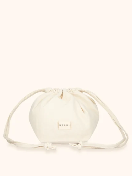 POCHETTE MARE ME FUI IN COTONE A CARAMELLA A TINTA UNITA BIANCA