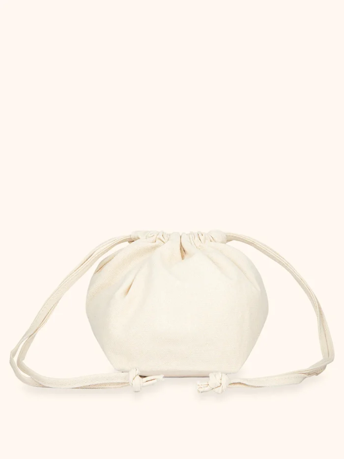 POCHETTE MARE ME FUI IN COTONE A CARAMELLA A TINTA UNITA BIANC