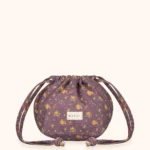 POCHETTE MARE ME FUI IN COTONE A CARAMELLA VIOLA CON FIORELLINI