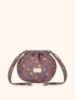 POCHETTE MARE ME FUI IN COTONE A CARAMELLA VIOLA CON FIORELLINI