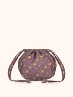 POCHETTE ME FUI A CARAMELLA IN COTONE VIOLA CON FIORELLINI - immagine 3