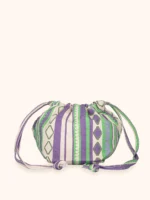 POCHETTE ME FUI A CARAMELLA IN COTONE A FANTASIA VIOLA, VERDE E BIANCO - immagine 3