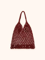 BORSA MARE ME FUI A RETE APERTA IN TINTA UNITA ROSSO SCURO - immagine 3