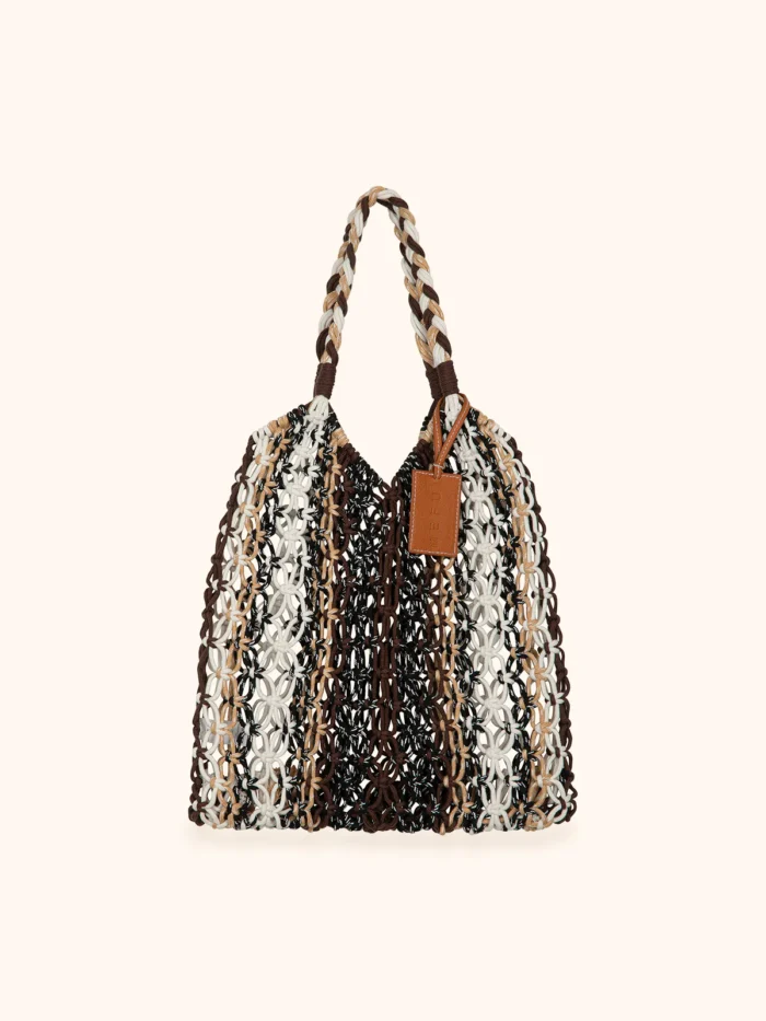 BORSA MARE ME FUI DELLA COLLEZIONE ESTATE 2026. A RETEN APERTA NEI COLORI NERO, BEIGE, MARRONE E BIANCO