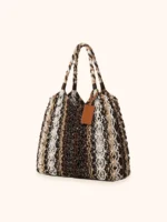 BORSA MARE ME FUI A RETE NERA, BEIGE, BIANCA E MARRONE - immagine 2