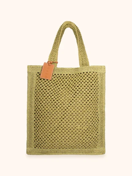 BORSA MARE ME FUI IN RAFIA RETTANGOLARE 39X30X11 DELLA STAGIONE ESTATE 2026 NEL COLORE VERDE