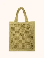 BORSA MARE ME FUI IN RAFIA RETTANGOLARE IN TINTA UNITA VERDE - immagine 2