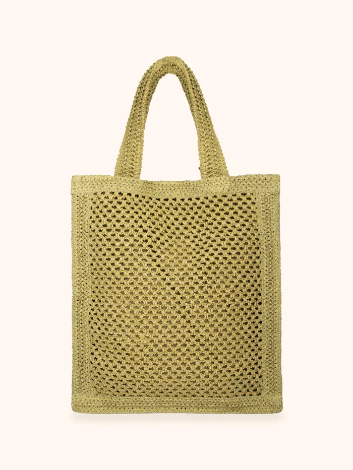 BORSA MARE ME FUI IN RAFIA RETTANGOLARE IN TINTA UNITA VERDE - immagine 2