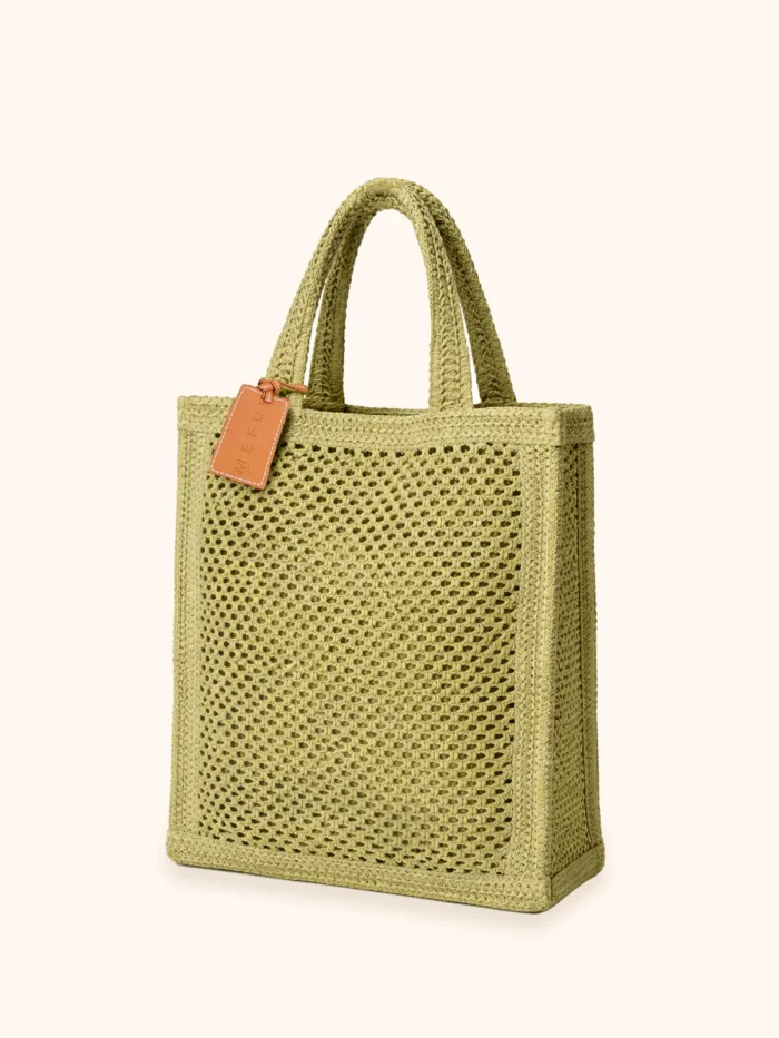 BORSA MARE ME FUI IN RAFIA RETTANGOLARE IN TINTA UNITA VERDE - immagine 3