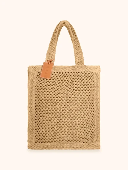 BORSA MARE ME FUI IN RAFIA RETTANGOLARE 39X30X11 DELLA STAGIONE ESTATE 2026 NEL COLORE BEIGE