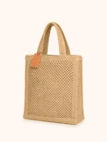 BORSA MARE ME FUI RETTANGOLARE IN RAFIA TINTA UNITA NEL COLOR BEIGE - immagine 2