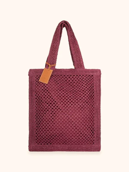 BORSA MARE ME FUI IN RAFIA RETTANGOLARE 39X30X11 DELLA STAGIONE ESTATE 2026 NEL COLORE BORDEAUX