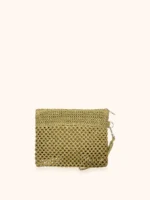 MINI POCHETTE ME FUI IN RAFIA TINTA UNITA VERDE CON LACCETTO PER POLSO - immagine 3
