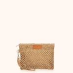 MINI POCHETTE ME FUI IN RAFIA NELLA COLLEZIONE ESTATE 2026 24X20 CON LACCETTO PER POLSINO A TINTA UNITA BEIGE