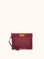 MINI POCHETTE ME FUI IN RAFIA NELLA COLLEZIONE ESTATE 2026 24X20 CON LACCETTO PER POLSINO A TINTA UNITA BORDEAUX