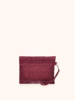 MINI POCHETTE ME FUI IN RAFIA TINTA UNITA BORDEAUX CON LACCETTO AL POLSO - immagine 3