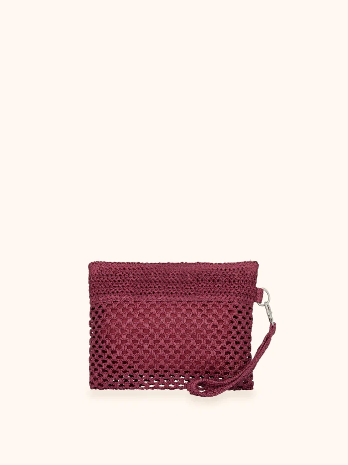 MINI POCHETTE ME FUI IN RAFIA TINTA UNITA BORDEAUX CON LACCETTO AL POLSO - immagine 3